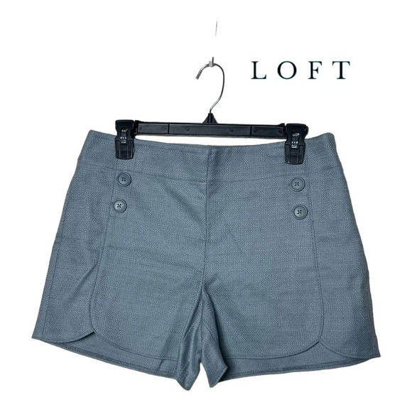 1623. LOFT THE‎ RIVIERA SHORT SLATE BLUE IN COLOR; SIZE 6 100% COTTON KNITTED - Picture 1 of 7